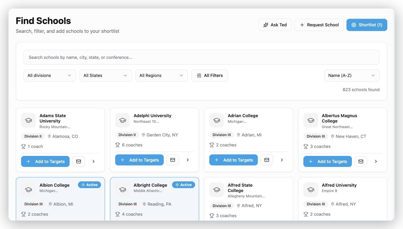 Every D1, D2 and D3 program, filtered in seconds.